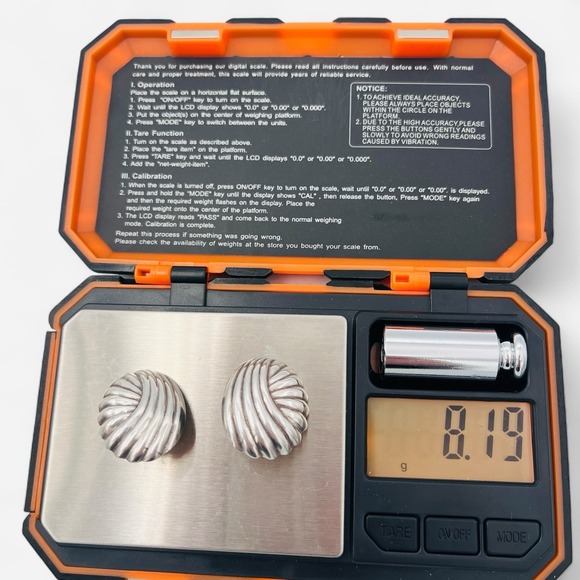 Vintage Sterling Silver Clip On Earrings Ribbed Oval Shell Thailand‎ 925 - Picture 8 of 9